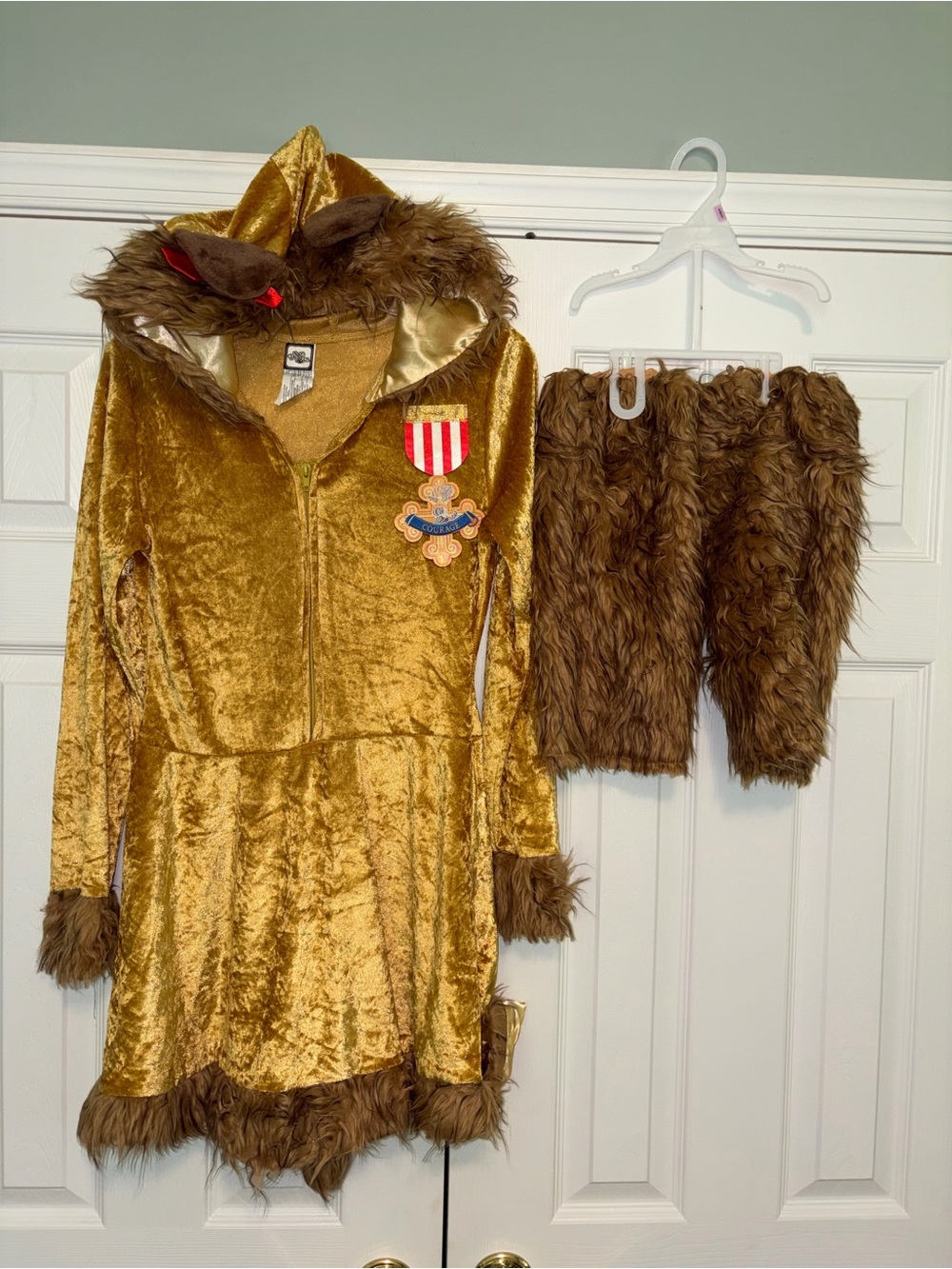 Wizard of Oz Cowardly Lion Hooded Faux Fur Dress Costume M 6-8